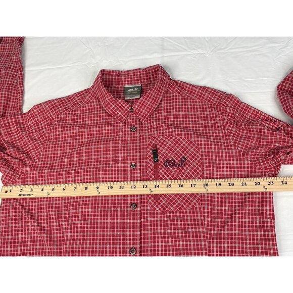 Jack Wolfskin Women’s XL Light Red Check Performance Hiking Outdoor Shirt - Picture 14 of 16